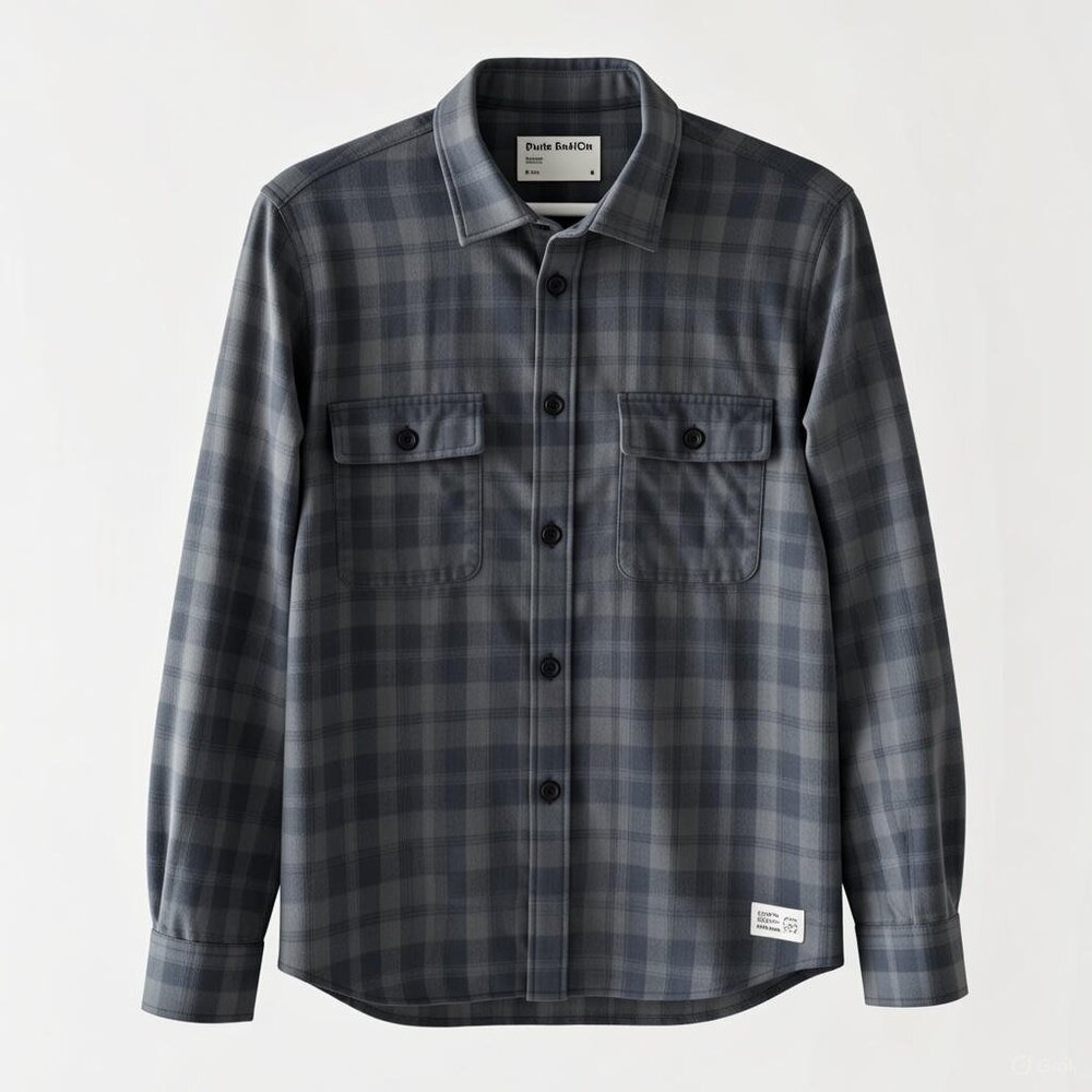 Frank & Oak Long Sleeve Shirt Men Medium Grey Plaid